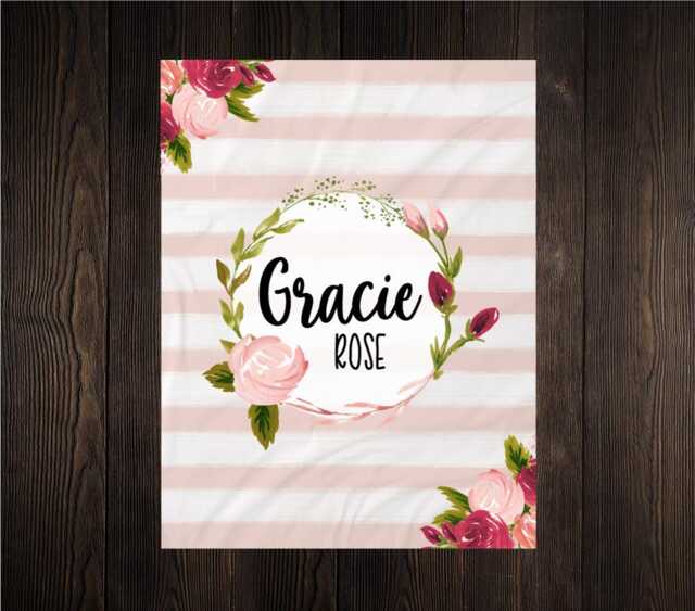 Personalized Baby Blanket Gifts Soft Fleece Minky Shower Gift Newborn Watch Me Grow Girl Floral Monogram - image 1