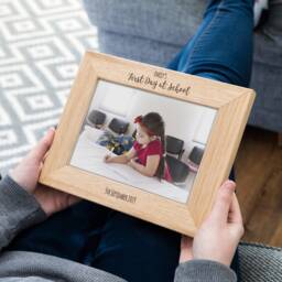 Personalised Solid Oak First Day At School Photo Frame Custom Name & Date - Lc582 - thumbnail 2