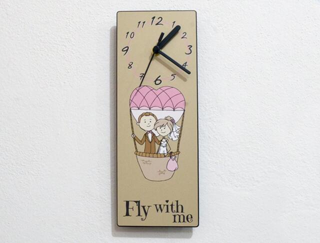 Fly With Me - Wedding Couple On Air Balloon Wall Clock - image 1