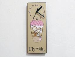 Fly With Me - Wedding Couple On Air Balloon Wall Clock