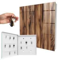 Wooden Texture Wall Mounted Key Cabinet, Brown Industrial Box, Rustic Textures, For Lovers Of Nature & Warm Interiors - thumbnail 2