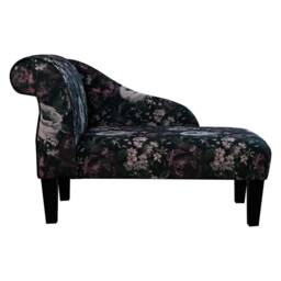 Handmade Floral Aubergine Velvet Chaise Longue - Small Accent Sofa Chair British Bespoke Made - thumbnail 2