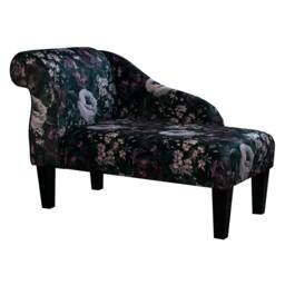 Handmade Floral Aubergine Velvet Chaise Longue - Small Accent Sofa Chair British Bespoke Made