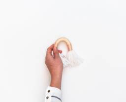 Mini Pink & Cream Rainbow Fiber Wall Hanging/Handmade Macrame