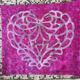 One Hand Cut Quilt Square Wall Hanging. Finished Fabric Lining Fused Cutwork Heart Design By Linda Pool Hanging, Color Choice - thumbnail 4
