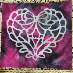 One Hand Cut Quilt Square Wall Hanging. Finished Fabric Lining Fused Cutwork Heart Design By Linda Pool Hanging, Color Choice - thumbnail 2