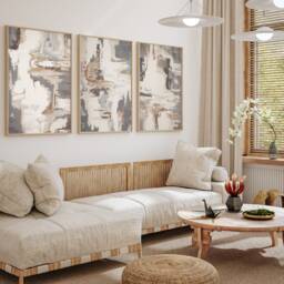 Neutral Abstract Art Set Of 3 Prints, Modern Art, Brush Strokes, Beige Wall A5, A4, A3 A3+ A2 Sizes, Free Fast Delivery - thumbnail 2