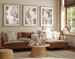 Neutral Abstract Art Set Of 3 Prints, Modern Art, Brush Strokes, Beige Wall A5, A4, A3 A3+ A2 Sizes, Free Fast Delivery - thumbnail 1