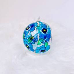 Hand Painted Pansy Glass Tealight Holder Unique Floral Home Decor - thumbnail 4