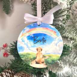 Rainbow Bridge Ornament, Pet Loss Christmas Bauble, Dog Keepsake, Personalised Dog Memorial Loss, Gift For Owner - thumbnail 4