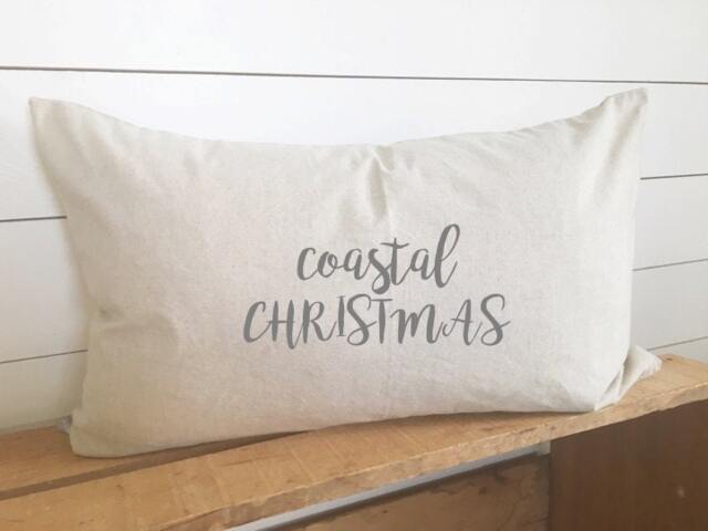 Coastal Christmas Kidney Pillow Cover Beach Gift Decor Cabin Holiday Winter
