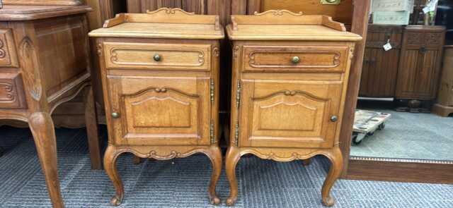 Pair Of French Bedside Tables Carved Ornate - image 1