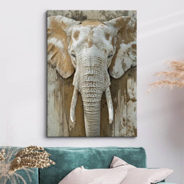 Elephant Abstract Oil Painting Framed Print & Canvas Portrait Wall Art Poster Home Decor Interior Wild Animal Lover Gift - image 1