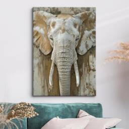Elephant Abstract Oil Painting Framed Print & Canvas Portrait Wall Art Poster Home Decor Interior Wild Animal Lover Gift - thumbnail 1