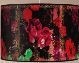Vintage Floral Lampshade, Retro Style, Black Background - thumbnail 1