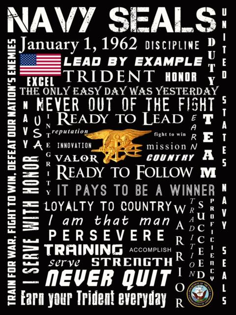 Navy Seals Typography Poster - Motivational Military Wall Art