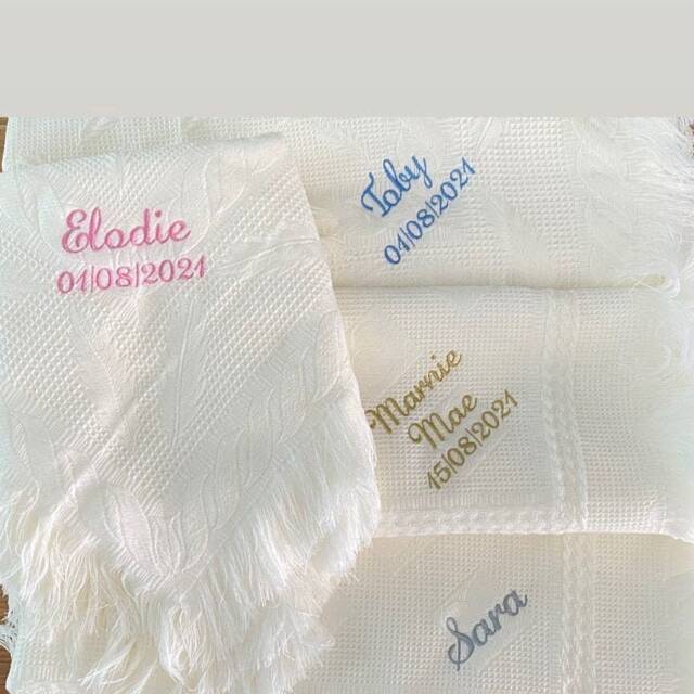 Personalised Baby Blanket Shawl Wrap Embroidered Name Newborn Gift Baby Shower - image 1