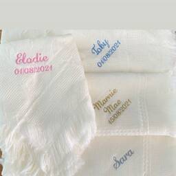 Personalised Baby Blanket Shawl Wrap Embroidered Name Newborn Gift Baby Shower - thumbnail 1