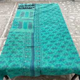 Handmade Vintage Reversible Kantha Quilt Patchwork Block Print Cotton Boho Bedspread - thumbnail 4