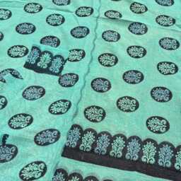 Handmade Vintage Reversible Kantha Quilt Patchwork Block Print Cotton Boho Bedspread - thumbnail 2