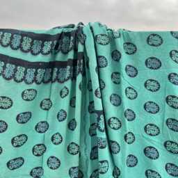Handmade Vintage Reversible Kantha Quilt Patchwork Block Print Cotton Boho Bedspread - thumbnail 3