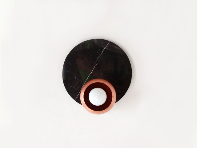 Copper & Black Veined Marble Flush Mount Vanity Sconce Light Kitchen Wall Fixture Lighting - image 1