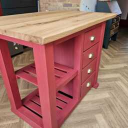 Handmade Solid Oak Top Kitchen Island, Breakfast Bar, Butcher's Block, Live Or Straight Edges - thumbnail 2