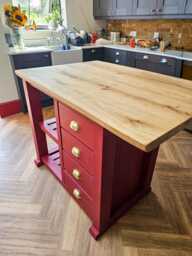 Handmade Solid Oak Top Kitchen Island, Breakfast Bar, Butcher's Block, Live Or Straight Edges - thumbnail 1