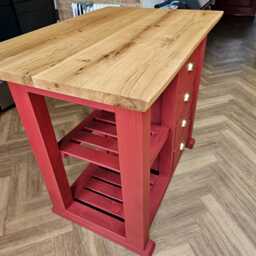 Handmade Solid Oak Top Kitchen Island, Breakfast Bar, Butcher's Block, Live Or Straight Edges - thumbnail 3