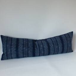 Throw Pillow Hmong Pillow Case Cushion Cover Indigo Batik Hand Woven Farmhouse Navy Blue Striped Boho Tribal Fabric - thumbnail 2