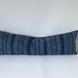 Throw Pillow Hmong Pillow Case Cushion Cover Indigo Batik Hand Woven Farmhouse Navy Blue Striped Boho Tribal Fabric - thumbnail 3