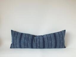 Throw Pillow Hmong Pillow Case Cushion Cover Indigo Batik Hand Woven Farmhouse Navy Blue Striped Boho Tribal Fabric - thumbnail 1