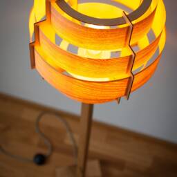 Floor Lamp Retro 60-70 Design Mid Century Cylinder Retro Veneer Wood - thumbnail 3
