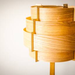 Floor Lamp Retro 60-70 Design Mid Century Cylinder Retro Veneer Wood - thumbnail 2
