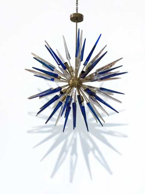 1950's Mid Century Clear White Glass Acrylic Spikes Urchin Sputnik Italian Ceiling Vintage Chandelier Arms Starburst Light Fixture Unique - image 1