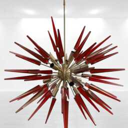 1950's Mid Century Clear White Glass Acrylic Spikes Urchin Sputnik Italian Ceiling Vintage Chandelier Arms Starburst Light Fixture Unique - thumbnail 4