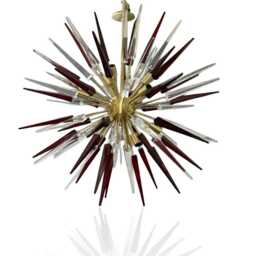 1950's Mid Century Clear White Glass Acrylic Spikes Urchin Sputnik Italian Ceiling Vintage Chandelier Arms Starburst Light Fixture Unique - thumbnail 2