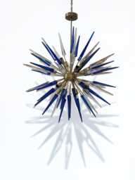 1950's Mid Century Clear White Glass Acrylic Spikes Urchin Sputnik Italian Ceiling Vintage Chandelier Arms Starburst Light Fixture Unique