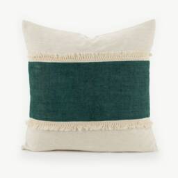 Raw Hemp Fabric Throw Cushion Pillow 20x20 - thumbnail 1