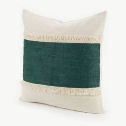 Raw Hemp Fabric Throw Cushion Pillow 20x20 - thumbnail 3