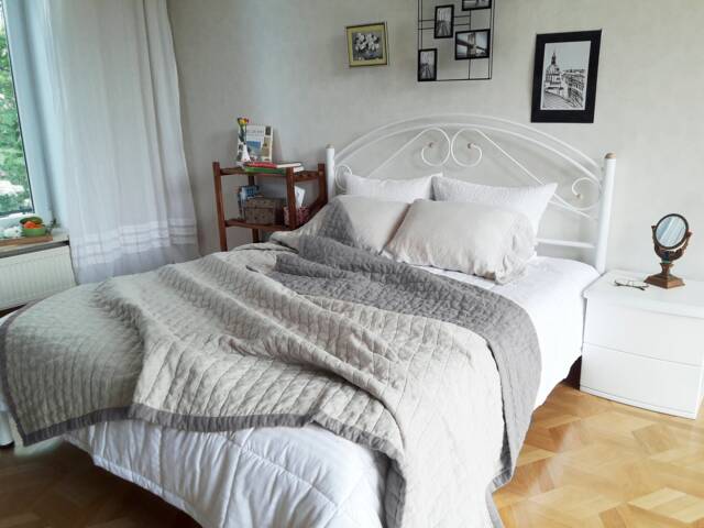 Custom Two-Tone Stonewashed Linen Quilt - Organic Winter Blanket - image 1