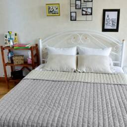 Custom Two-Tone Stonewashed Linen Quilt - Organic Winter Blanket - thumbnail 3