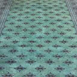 8x11 Pistachio Green Bokhara Rug - Washable Kitchen Woolen Living Room Hand Knotted Wall - thumbnail 3