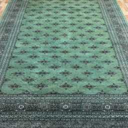 8x11 Pistachio Green Bokhara Rug - Washable Kitchen Woolen Living Room Hand Knotted Wall - thumbnail 2