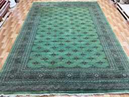 8x11 Pistachio Green Bokhara Rug - Washable Kitchen Woolen Living Room Hand Knotted Wall - thumbnail 1