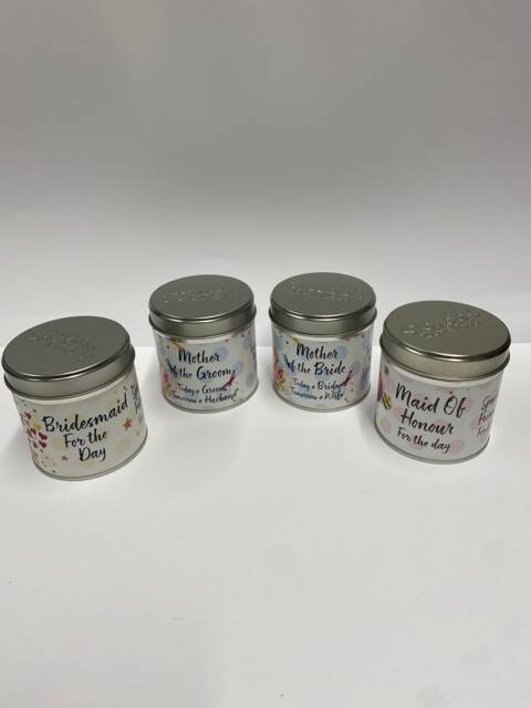 Wedding Party Candle in A Tin Bridesmaid, Mother Of Bride, Vegan - image 1