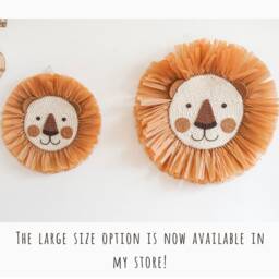 Lion Face Raffia Wall Hanging, Safari Jungle Theme Nursery, Crochet Head Boho Nursery Decor - thumbnail 4