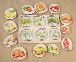 Food Grows Puzzle, Toddler Educational Toy, Birch Plywood