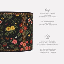 Vintage Floral Lampshade, Black Paper Shade, Retro Style - thumbnail 2