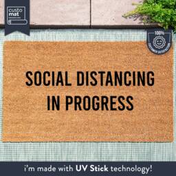 Social Distancing in Progress - Funny Door Mat Keep Your Distance Quote Doormat Custom - thumbnail 1